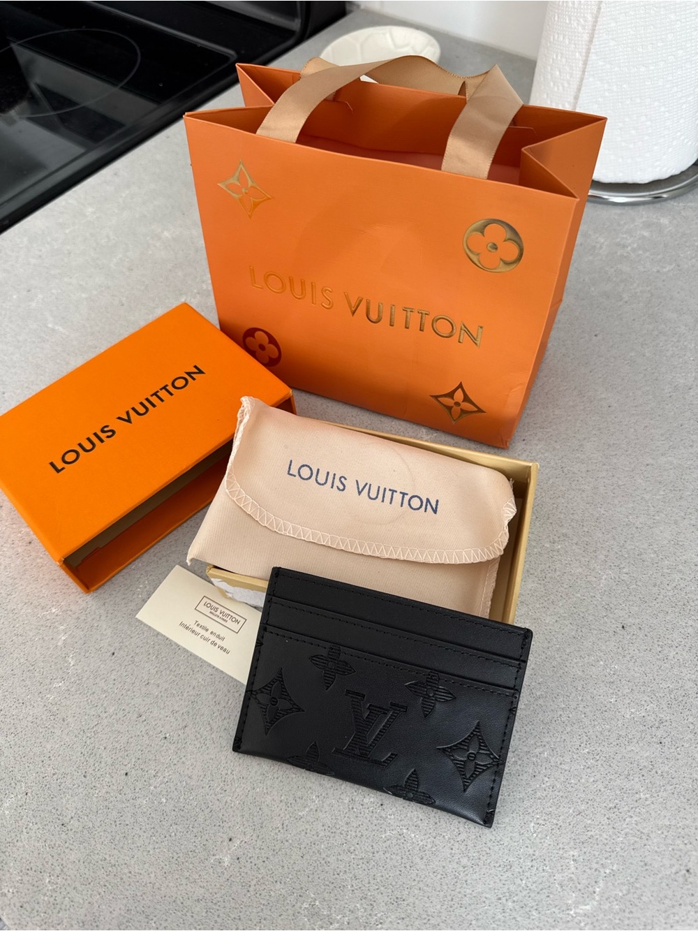 Louis Vuitton Black Embossed Monogram Card Holder